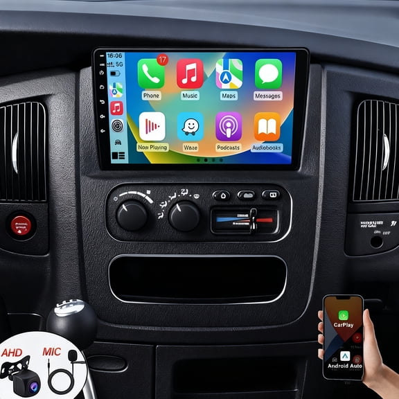 Gsuatey Car Stereo Radio for RAM 1500 2500 3500 2003-2005 Android 15, 9'' IPS Touch Screen Radio with Wireless Carplay Android Auto Bluetooth Mirror Link GPS WiFi SWC FM/RDS/EQ Backup Cam
