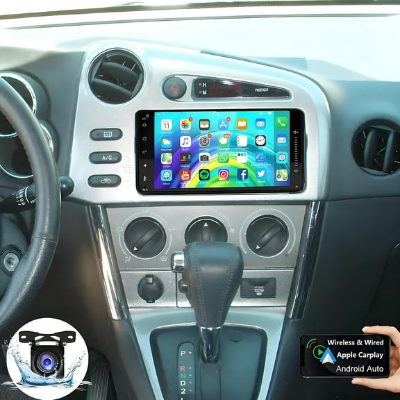 Gsuatey Car Radio for Toyota Matrix 2003-2008 with Carplay/Android Auto, 7 inch Android 15 Touch Screen Stereo Support Mirror Link/SWC/Bluetooth/WiFi +AHD Backup Camera+MIC