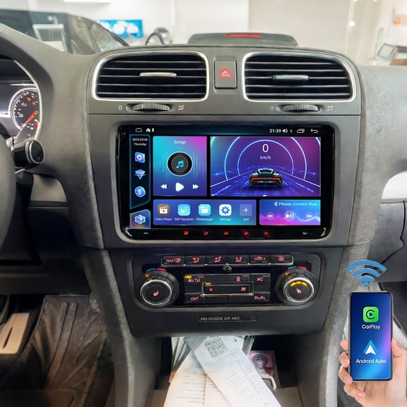 Gsuatey Car Stereo Radio for VW Golf MK5/MK6 Jetta/SEAT Skoda, 9-Inch Touch Screen Car Player with Wireless Carplay Android Auto Bluetooth GPS Navigation WiFi FM/RDS Reverse Camera