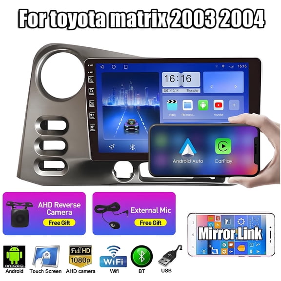 Gsuatey Car Stereo Radio for toyota matrix 2003 2004, Android 13 Radio with Carplay&Android Auto, 9" IPS Touch Screen Support GPS Navi WiFi HiFi Bluetooth FM&RDS Backup Camera