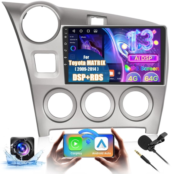 Gsuatey Car Stereo for Toyota Matrix 2009-2014 - 9 inch IPS Touchscreen Android 13 Radio - Wireless Carplay & Android Auto, WiFi, SWC +Camera