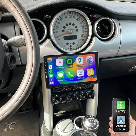 Gsuatey Single DIN Car Stereo Radio for Mini Cooper 2002-2008 with Wireless Carplay, 9 Inch IPS Touch Screen Replacement with Bluetooth Mirror Link Backup Camera