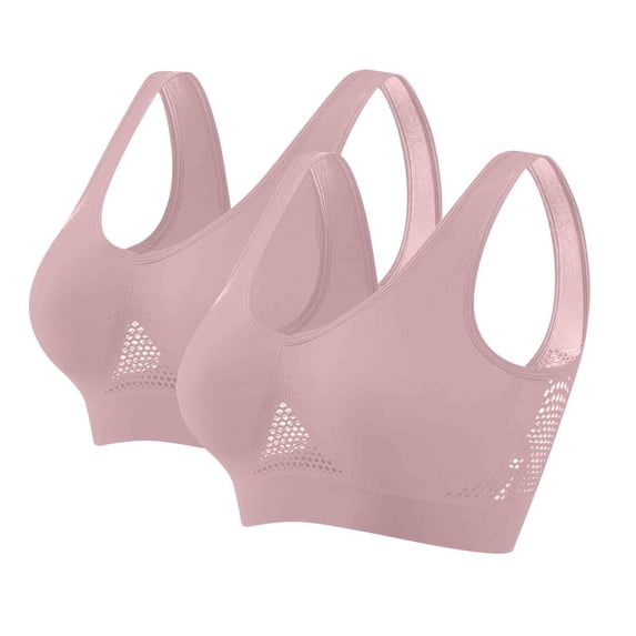 Gswybco 2PC Sports Bras for Women Solid Color Plus Size Workout Bras Wide Shoulder Straps No Underwire Bras Push Up Daily Bras without Steel