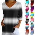 thumbnail image 1 of Gswybco 3/4 Sleeve Shirts for Women Casual Print Loose T-Shirt Dressy Blouse Sporty Business Work Pullover Tops V-Neck Tunic Tops, 1 of 7