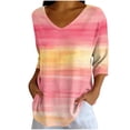 thumbnail image 1 of Gswybco 3/4 Sleeve Shirts for Women Casual Print Loose T-Shirt Dressy Blouse Sporty Business Work Pullover Tops V-Neck Tunic Tops, 1 of 6
