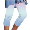 thumbnail image 1 of Gswybco Beach Shorts for Women Casual Plus Size Workout Shorts Solid Color Gradient Elastic Waist Knee Length Sports Shorts, 1 of 2