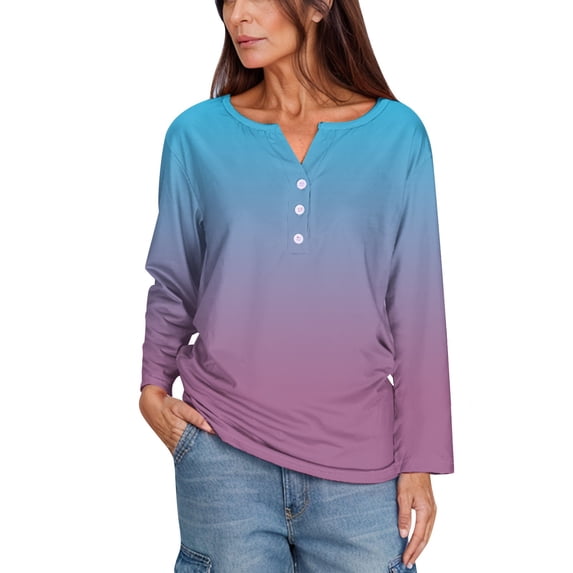 Gswybco Button Shirts for Women Casual Long Sleeve Sweatshirts V-Neck Loose Workout Tops Dressy Work Business Blouse
