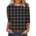 thumbnail image 1 of Gswybco Fall Tunics Tops for Women Casual 3/4 Sleeve Printed Pullover Tops V-Neck Loose Cute T-Shirt Dressy Work Business Blouse, 1 of 3