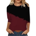 thumbnail image 1 of Gswybco Fall Tunics Tops for Women Casual 3/4 Sleeve Printed Pullover Tops V-Neck Loose Cute T-Shirt Dressy Work Business Blouse, 1 of 3