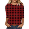 thumbnail image 1 of Gswybco Fall Tunics Tops for Women Casual 3/4 Sleeve Printed Pullover Tops V-Neck Loose Cute T-Shirt Dressy Work Business Blouse, 1 of 3