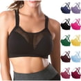 thumbnail image 1 of Gswybco Sports Bra for Women Mesh Front Criss Cross Back Underwear Breathable Seamless Solid Color Full Coverage Brassiere, 1 of 9