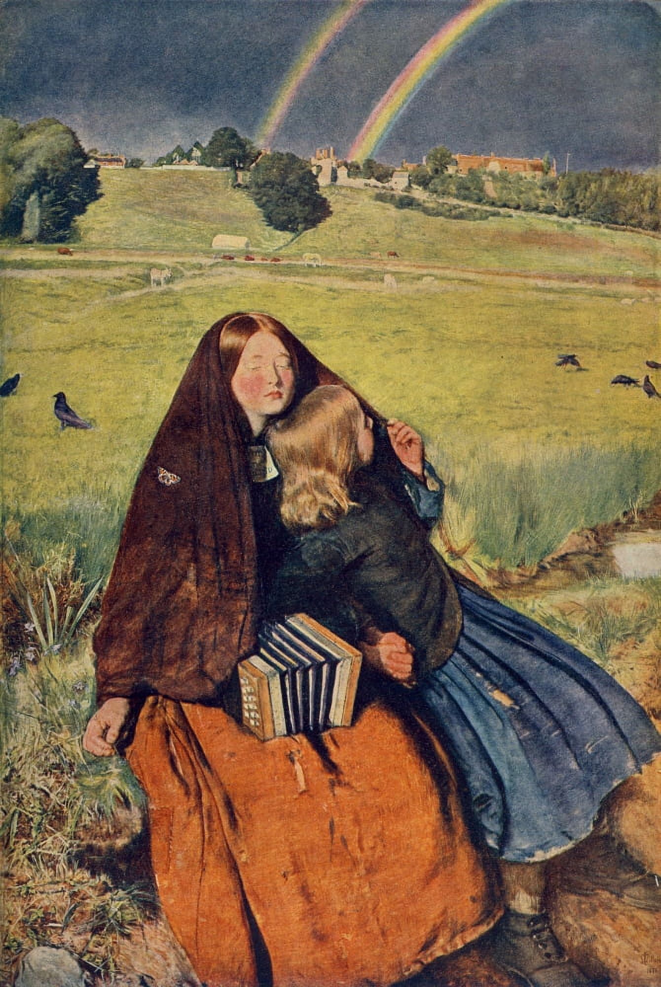 Gt Pics in Private Galleries 1905 -The Blind Girl Canvas Art - John E Millais (24 x 36)