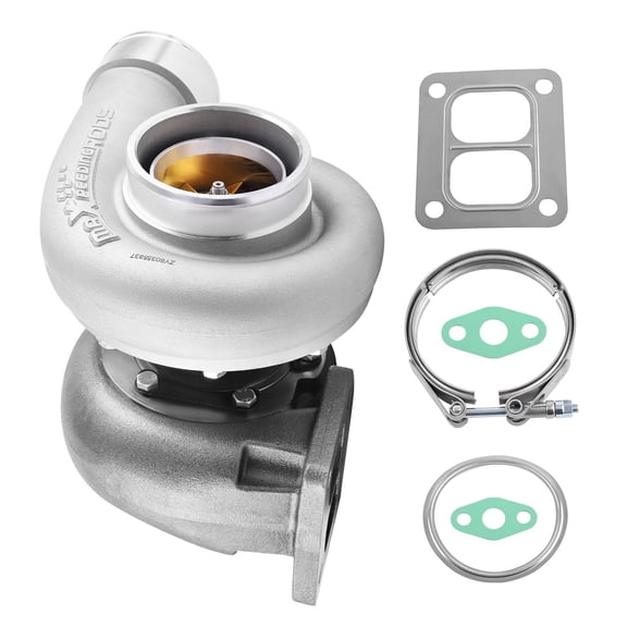 Gt45 T4 Billet Turbo Charger, Universal 4.0L-6.0L Engine, V-Band, T4 Twin Scroll, 3.25" Inlet, 4.25" Outlet, Oil Cooled, Up to 600HP, SKU: 65911639