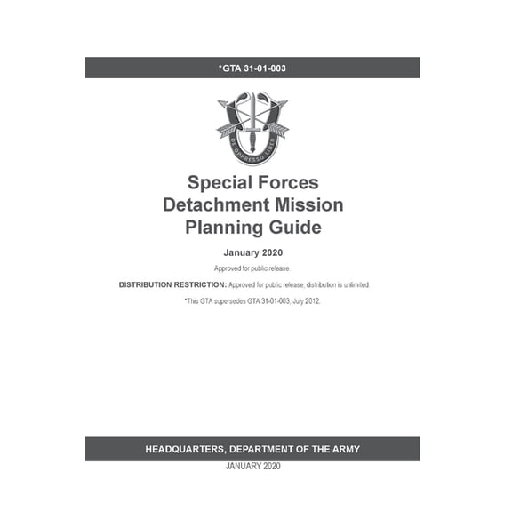 GTA 31-01-003 Special Forces Detachment Mission Planning Guide, (Paperback)