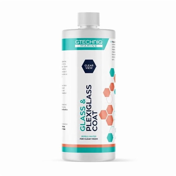 Gtechniq - Marine Glass & Plexiglass Coat - Repels Water for Clear Vision; Improve Visibility; Reduce Residue and Water Spots; Water Droplets Readily Roll Off Coated Surfaces (250 milliliters)