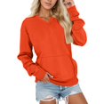 thumbnail image 1 of Gteyoijn Orange Women's V Neck Sweatshirt Fleece Cute Pocket Sweatshirts No Hood Oversized Comfy Soft Fall Winter Tops Women's Hoodless Sweatshirt Women Blending Shirts Black Hoodies Womanl, 1 of 4