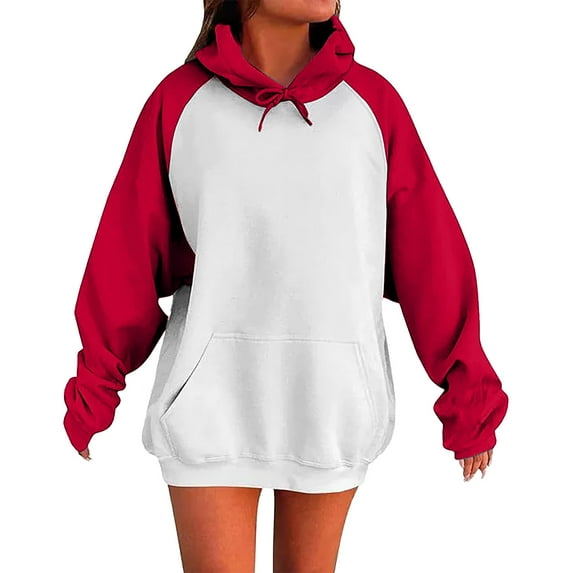 GTEYOIJN Womens Oversized Red Winter Cute Sweatshirts Fleece Hooded Pullover 2026 Fashion Casual Tops Sweater Trendy Outfits Women's Hoodies & Sweatshirts Women Blending Shirts Zipup Hoodie Womenxs