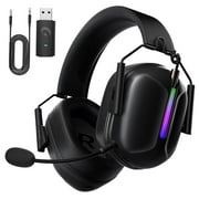 Gtheos Wireless Gaming Headphones,2.4 GHz USB Gaming Headset with Detachable Microphone for PS5 PS4 PC Nintendo Switch PC with Bluetooth 5.2, 3.5mm Wired for Xbox Series,RGB Light, 40H, Black