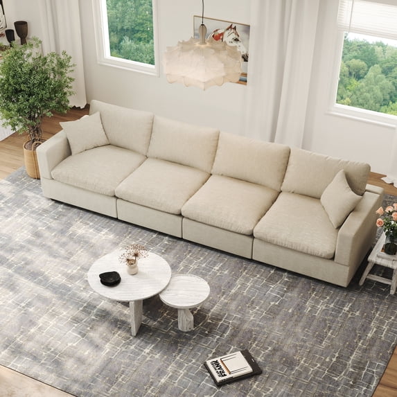 Gtilzria Cloud Modular Sectioanl Sofa Couch, Comfy Modern Sectioanl Cloud Couch Modular Down Filled Sofa with Ottoman for Living Room Apartment Office, Beige