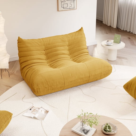 Gtilzria Lazy Sofa, Bean Bag Chair for Adults Floor Couch for Living Room, Bedroom, Corduroy, Yellow
