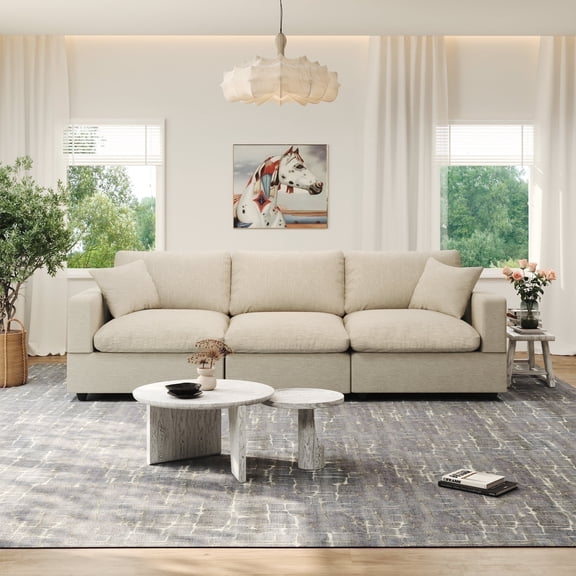 Gtilzria Modular Couches and Sofas Sectional, Comfy Modern Cloud Couch Modula with Ottoman for Living Room Apartment, Beige