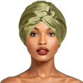 thumbnail image 1 of Gtoiithly Adjustable Silk Satin Hair Bonnet for Sleeping, Double Layer, Night Turban for Large Long Curly Braid Women Men Hair Light Green One Size, 1 of 4