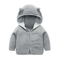 thumbnail image 1 of Gtoiithly Baby Girls Jackets Toddler Boys Cute Ear Hooded Jacket Kids Winter Thick Warm Fuzzy Coats Soft Cozy Outerwear Grey 3-6 Months, 1 of 3