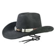 thumbnail image 1 of Gtoiithly Bohemian Style Cowboy Hat with Feather Accent & Woven Band, Adjustable Chin Cord Sun Hat, Breathable Beige Western Hat for All Seasons Black, 1 of 9