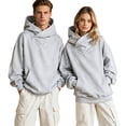 thumbnail image 1 of Gtoiithly Boys Girls Solid Casual High Neck Pocket Long Sleeve Hoodie Sweatshirt Pullover Soft Comfortable Everyday Wear 2-Grey XL, 1 of 6