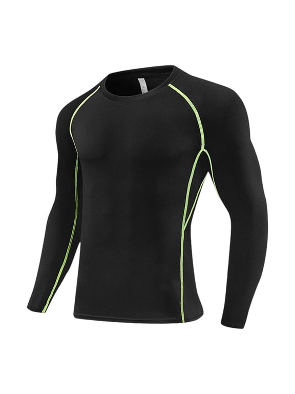 Boys Quick Dry Athletic Shirts Kids Compression Long Sleeve Sports Tops Performance Base Layer Training Tees Green 3-4 Years