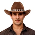thumbnail image 1 of Gtoiithly Cowboy Hat Glitter Hearts Rhinestone Felt Wide Brim Cowgirl Hat with Adjustable Lanyard for Men Women Coffee, 1 of 4