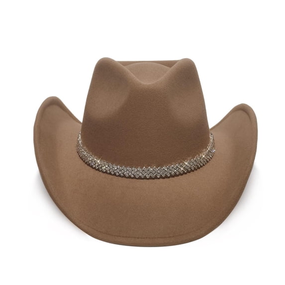 Gtoiithly Cowboy Hat for Women's Western Denim Curved Top Hat Brimmed English Jazz Style Comfortable for Daily Wear Parties and Outdoor Use L1-Khaki