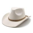 thumbnail image 1 of Gtoiithly Cowboy Hat for Women's Western Denim Curved Top Hat Brimmed English Jazz Style Comfortable for Daily Wear Parties and Outdoor Use White, 1 of 2