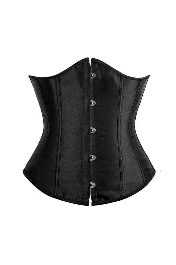Elegant Satin Underbust Corset Waist Trainer for Women Steel Boned Body Shaper for and Posture Support Black XXXXXL