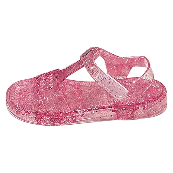 Gtoiithly Girls Fashion Jelly Sandals Breathable Open Toe Beach Shoes Soft Sole Casual Summer Footwear for Toddlers and Kids Girls Flat Sandals Pink 4-4.5 Years