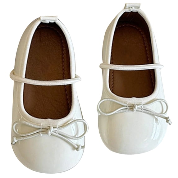 Gtoiithly Girls Flat Shoes for Toddler Kids Soft Sole On Casual Shoes for Everyday Wear Comfortable Lightweight Breathable Footwear White 4-4.5Years
