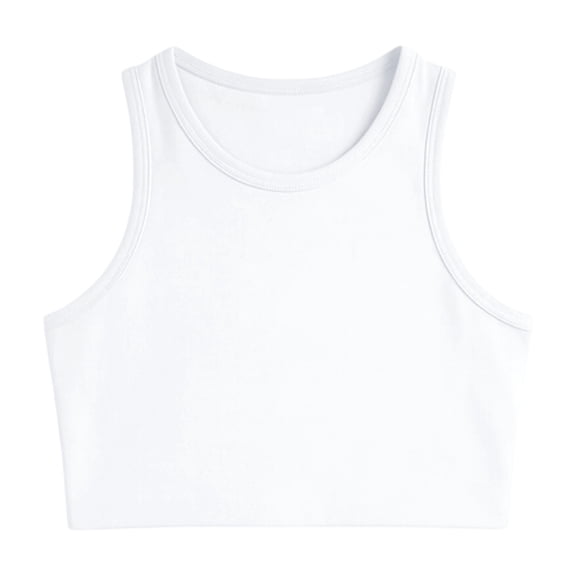 Gtoiithly Girls Ribbed Knit Sleeveless Sports Tank Top Breathable Round Neck Camisole for Kids Tweens Soft Stretchy Summer Active Wear Play Outfit Everyday Casual White 10-14 Years