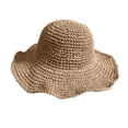 thumbnail image 1 of Gtoiithly Handmade Hollow Straw Hat Cowboy Hat With Curled Brim And Raised Edge Papyrus Beach Hat Sunscreen Hat Khaki, 1 of 3