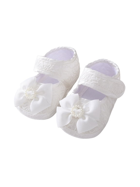 Infants Baby Shoes Fashionable Simple Cute Flower Decoration Hook Loop Lightweight Walking Shoes Holiday Footwear Beige 0-3 Months