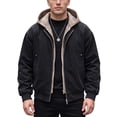 thumbnail image 1 of Gtoiithly Men's Casual Lapel Collar Jacket Biker Motorcycle Jackets Long Sleeve Full Zip up Cardigan Outwear Coat with Pockets Black-3 XXXL, 1 of 5