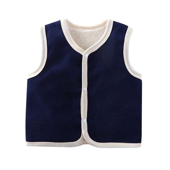 Gtoiithly Toddler Baby Boy Girl Vest Little Kids Sleeveless Button Down Cardigan Jacket Outerwear Casual Loose Waistcoat for Kids Blue 3-6 Months