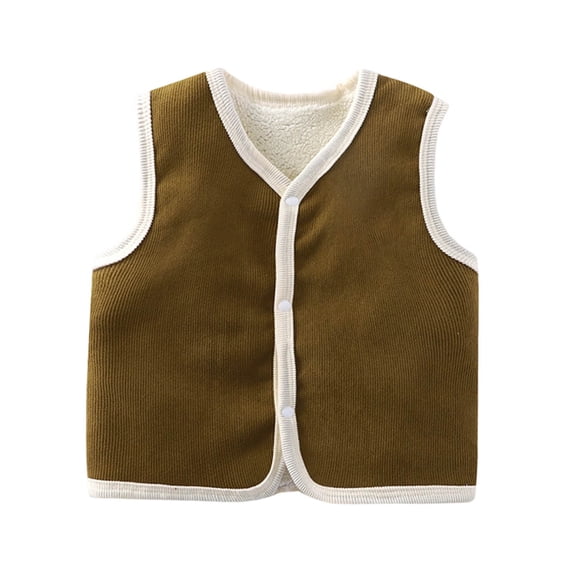 Gtoiithly Toddler Baby Boy Girl Vest Little Kids Sleeveless Button Down Cardigan Jacket Outerwear Casual Loose Waistcoat for Kids Brown 3-6 Months