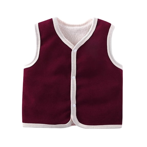 Gtoiithly Toddler Baby Boy Girl Vest Little Kids Sleeveless Button Down Cardigan Jacket Outerwear Casual Loose Waistcoat for Kids Red 3-6 Months