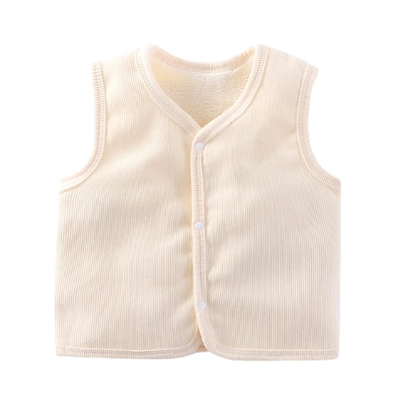 Gtoiithly Toddler Baby Boy Girl Vest Little Kids Sleeveless Button Down Cardigan Jacket Outerwear Casual Loose Waistcoat for Kids White 12-18 Months