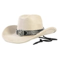 thumbnail image 1 of Gtoiithly Unisex American Retro Western Cowboy Hat Classic & Stylish Jazz-Style Sun Hat Beige, 1 of 6