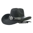 thumbnail image 1 of Gtoiithly Unisex American Retro Western Cowboy Hat Classic & Stylish Jazz-Style Sun Hat Black, 1 of 9