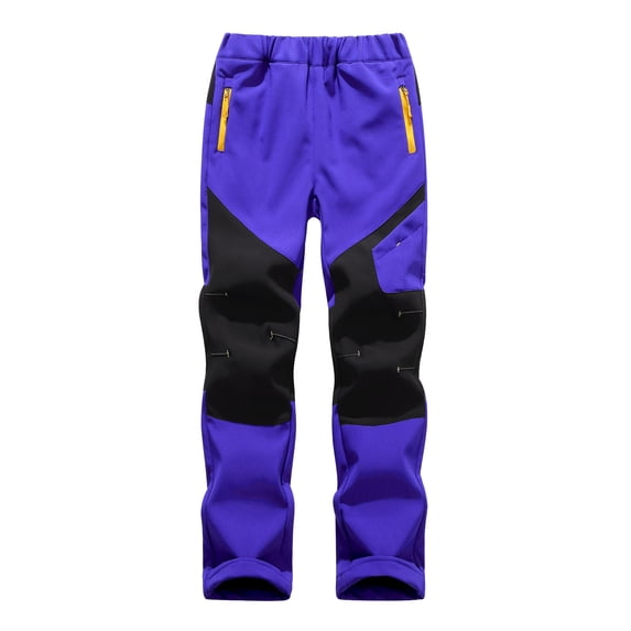 Gtoiithly Unisex Kids Patchwork Insulated Snow Pants Heavy Warm Multi Pocket Windproof Winter Outdoor Bottoms BU2 10-12 Years