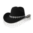 thumbnail image 1 of Gtoiithly Western Cowboy Hat Featuring Decorative Heart Applique And Stylish Fringe Detail For Festive Events And Country Dance Black, 1 of 3