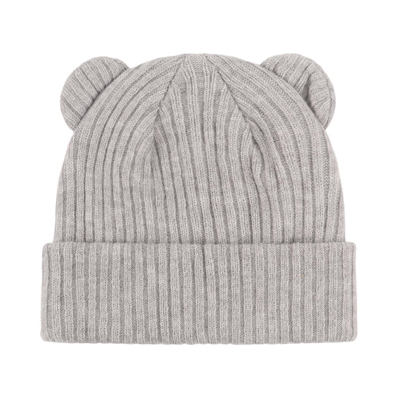 Gtoiithly Winter Kids Baby Beanie Knitted Hat with Bear Ear for Toddler Boys Girls Soft Warm Cap Grey 0-3 Years