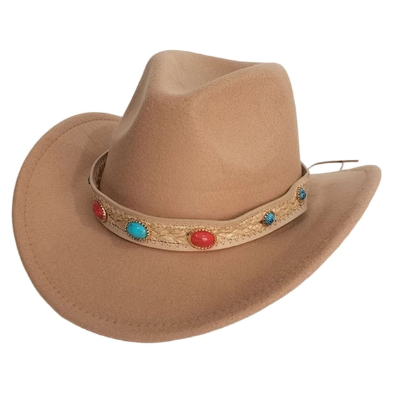 Gtoiithly Women Men Cowboy Hat Classic Western Cowboy Fedora Hat European Fashion Style Comfortable Fit for Couples Daily Wear Parties and Outdoor Brown